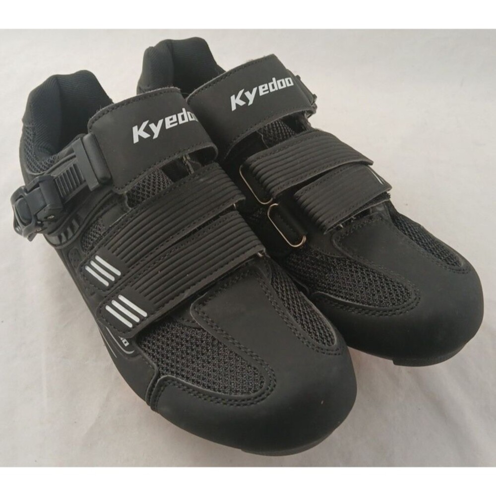 Kyedoo Mens Road Cycling Shoes Black Ratchet Buckle Spin Bike Cleats Size 6.5